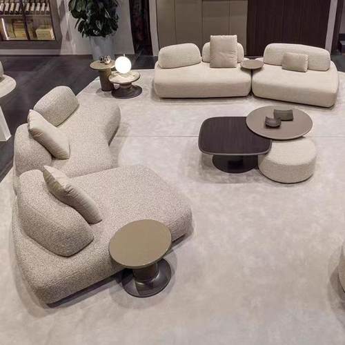 现代简约小户型客厅豆腐块组合布艺沙发意式岛屿直排积木懒人沙发