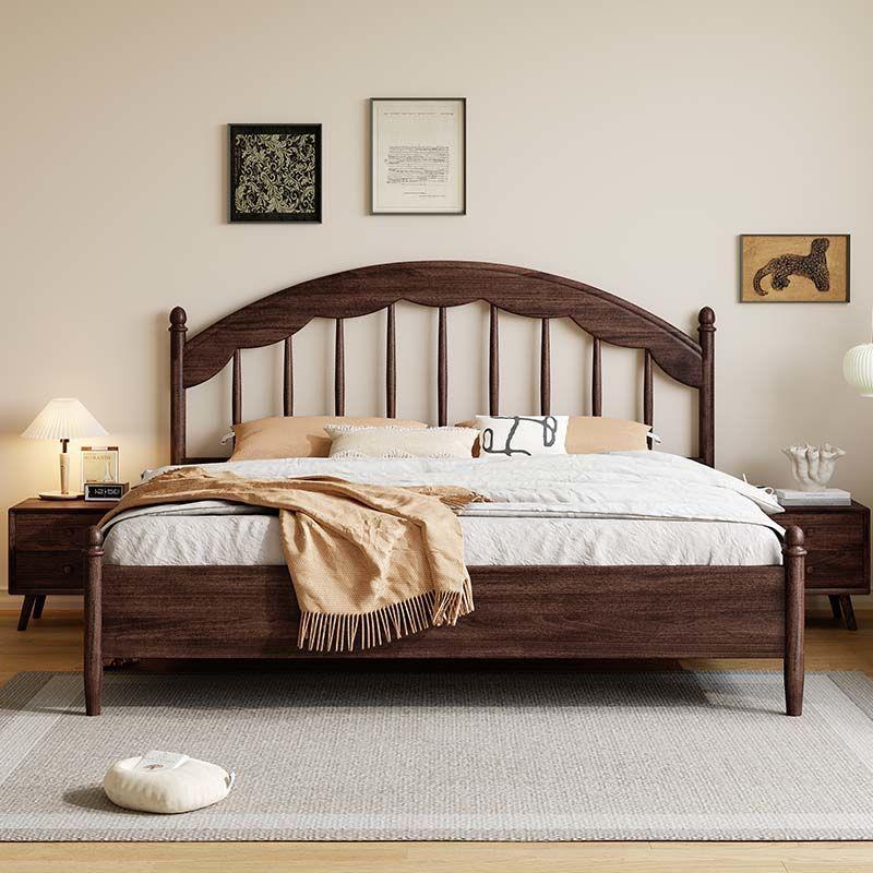 胡桃木双人床温莎床法式复古床竖琴床中古风新中式实木床全实木