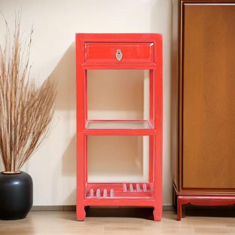 新中式实木置物架古典花架客厅简约多层储物架沙发边几茶几小方桌
