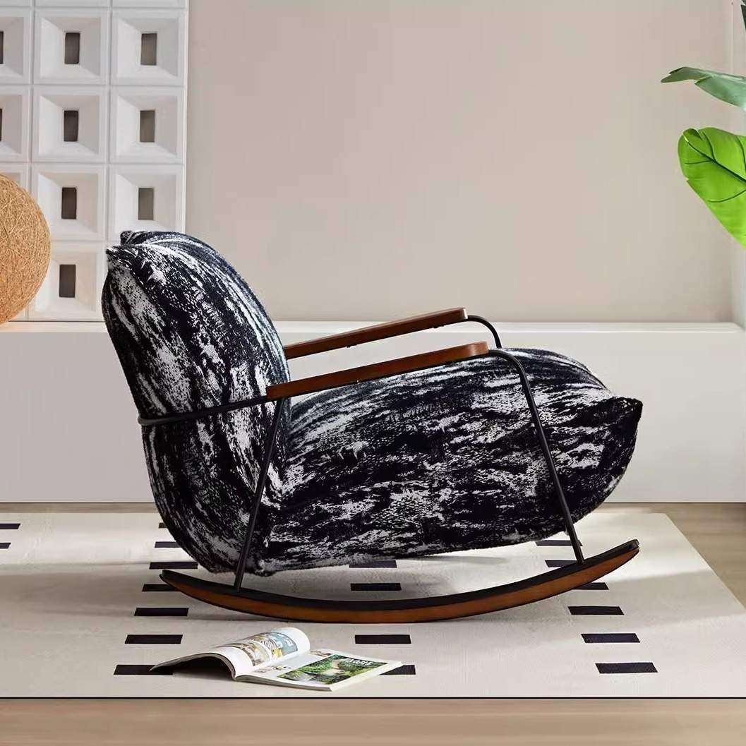 2024年新款意式轻奢设计师布艺单人阳台休闲椅Pelton现代午休摇椅