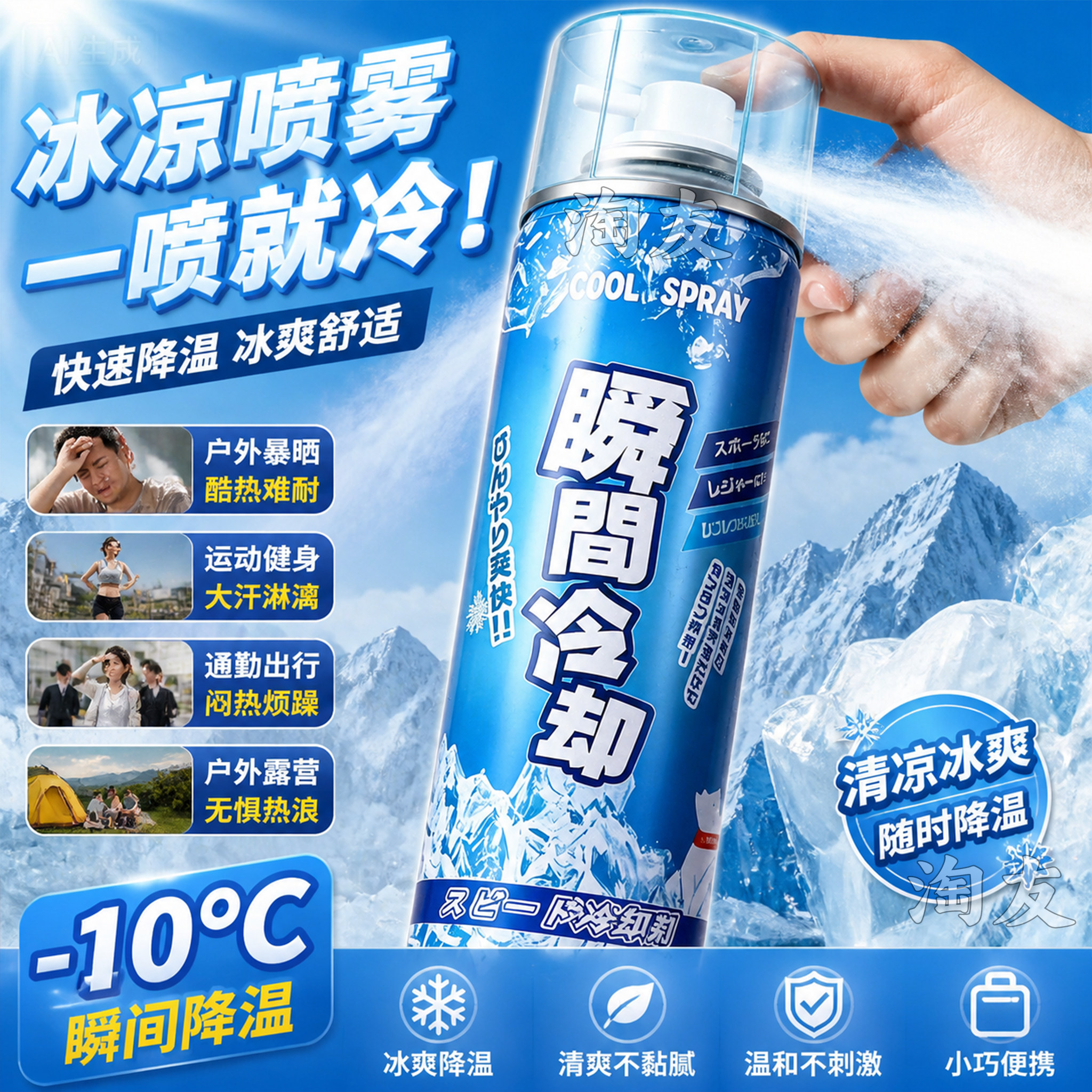 夏季降温喷雾持久舒爽防暑便携