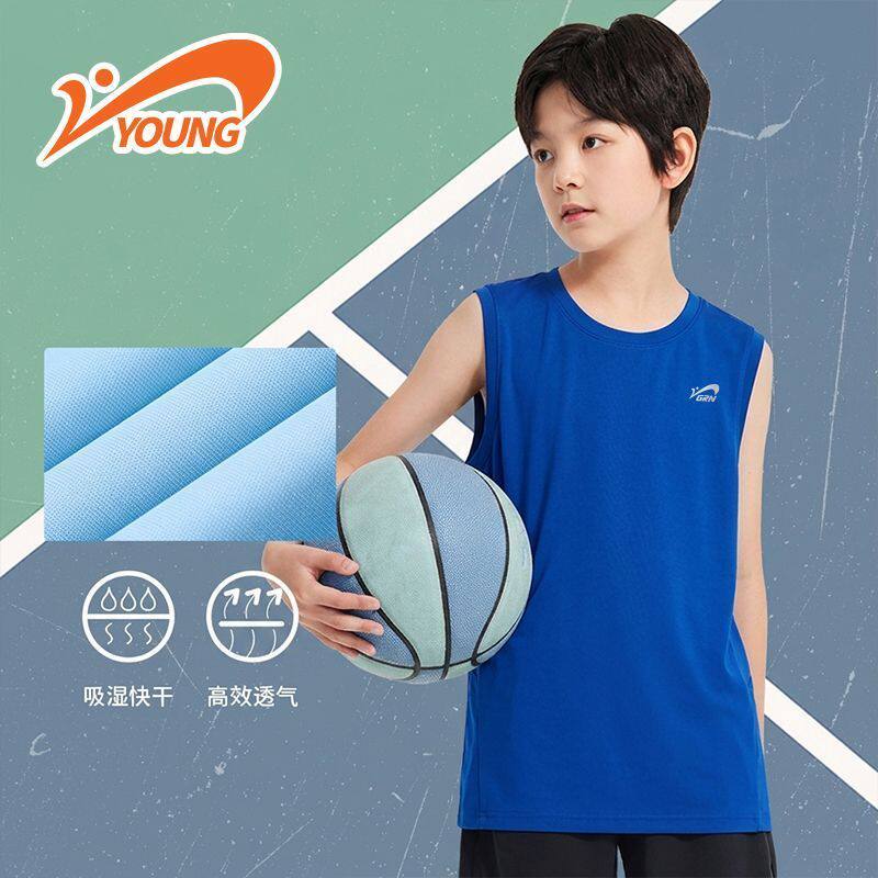 贵人鸟儿童简约背心2026夏季新款篮球服透气无袖上衣男童百搭短袖