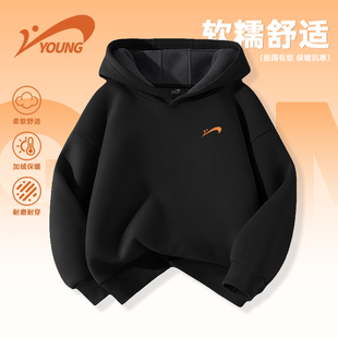 贵人鸟童装儿童加绒连帽卫衣男童女童2025新款运动服大童保暖冬装