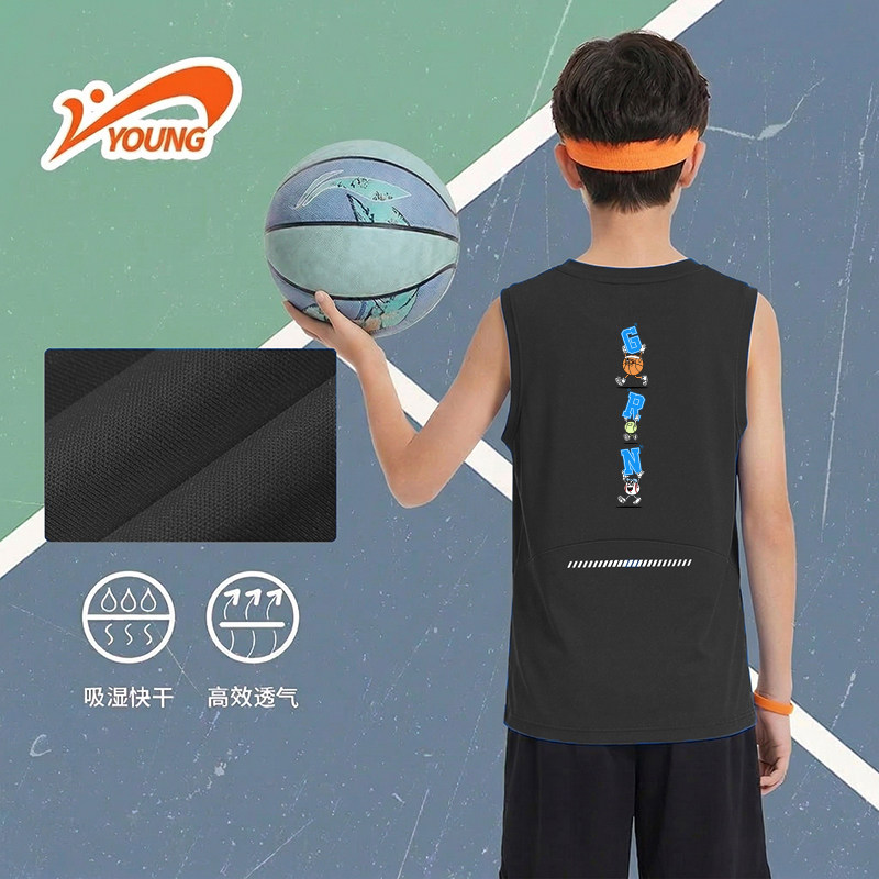 贵人鸟童装背心2026夏季大童无袖男孩打篮球穿搭上衣速干透气球服