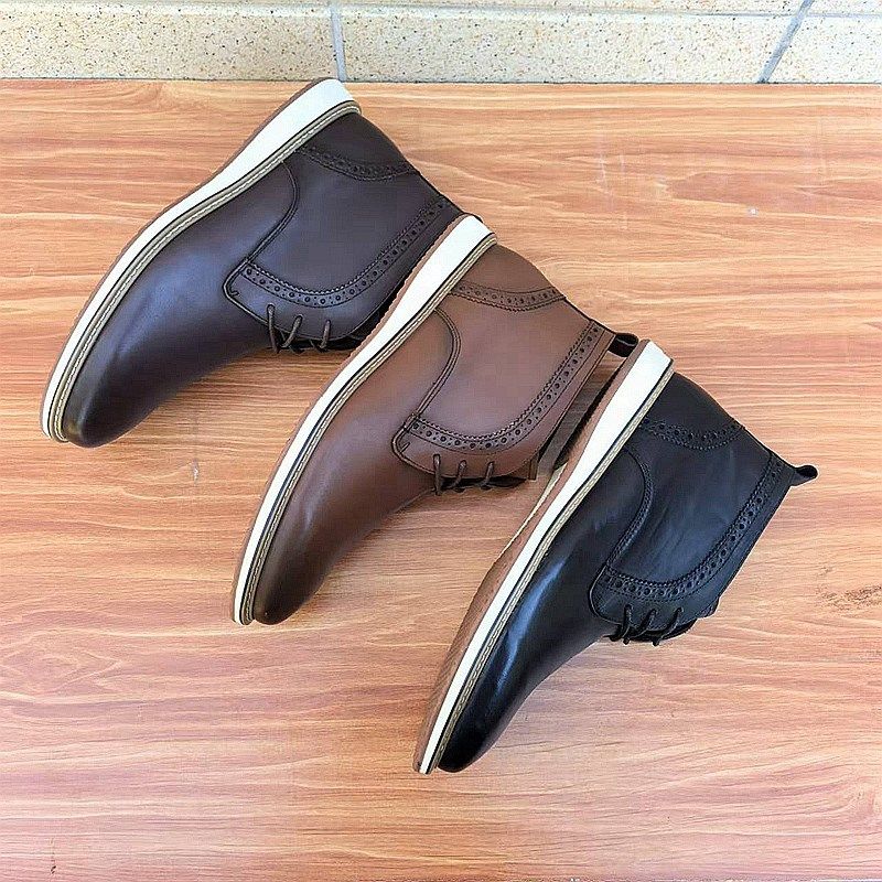 美线外贸男鞋头层牛皮尖头英伦百搭商务靴子中帮休闲皮鞋真皮大码,流行男鞋,马丁靴,淘宝优惠券,粉丝福利购,淘宝优惠卷