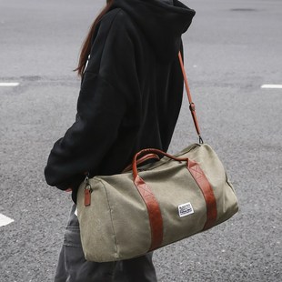 旅行包男士女士帆布手提包新款撞色外出短途出差旅游旅行袋行李包