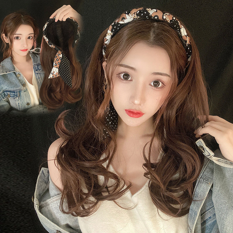 半头套发箍假发一体可拆卸雪纺发箍懒人假发套大波浪自然长卷假发,美发护发/假发,日常整顶假发,淘宝优惠券,粉丝福利购,淘宝优惠卷