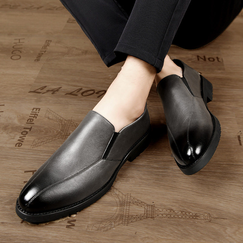 夏季透气一脚蹬男鞋韩版英伦商务休闲内增高百搭发型师皮鞋男灰色,流行男鞋,休闲皮鞋,淘宝优惠券,粉丝福利购,淘宝优惠卷
