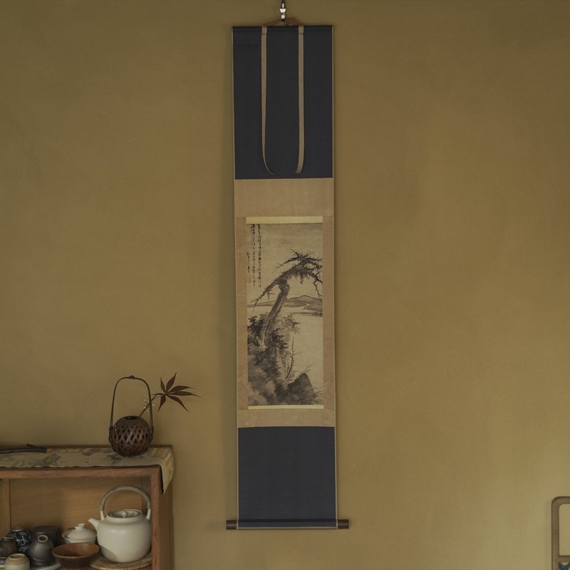 是名一鹿 e 日式茶挂禅意国画卷轴茶室民宿侘寂空间卷轴装饰画图片