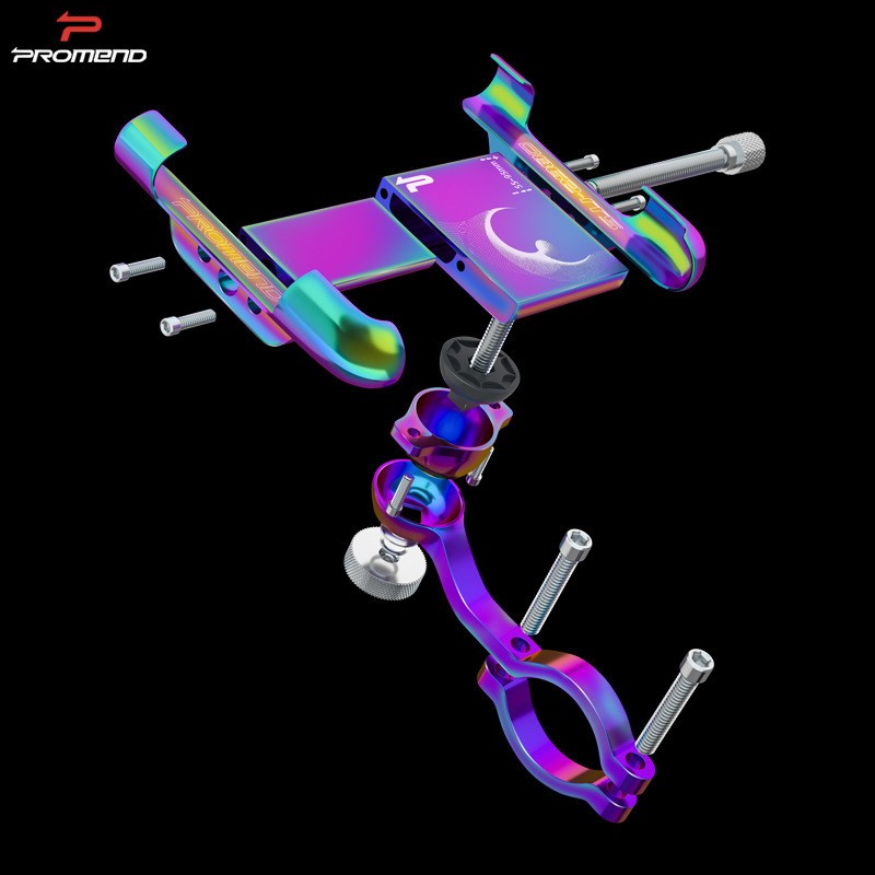 自行车手机支架炫彩铝合金螺杆调节硅胶摩托车导航支撑架骑行配件