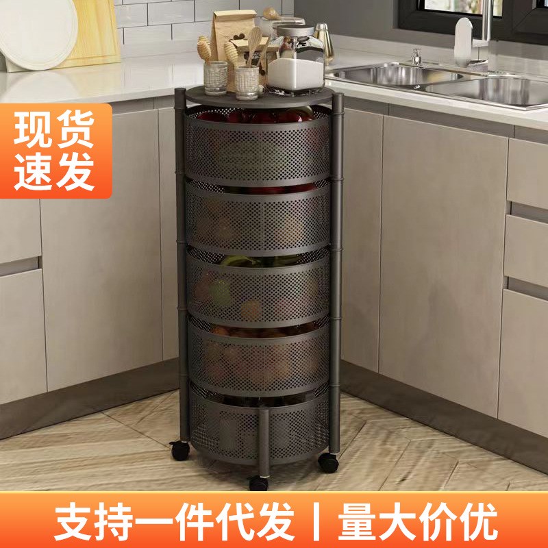 多层置物架厨房蔬菜透气收纳架家用落地式水果储物架可移动小推车