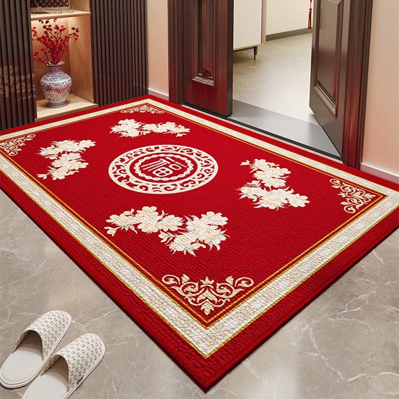 红色地垫2024新款喜庆入户门地垫防滑地毯耐脏可裁剪进门口蹭脚垫,居家布艺,入户地垫,淘宝优惠券,粉丝福利购,淘宝优惠卷