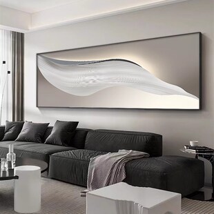 现代简约床头装饰画极简抽象酒店别墅壁画横款高档卧室睡房挂画