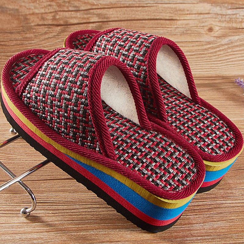 手工亚麻拖鞋女厚底防滑居家室内男女春秋麻布拖鞋,居家布艺,居家亚麻拖鞋,淘宝优惠券,粉丝福利购,淘宝优惠卷