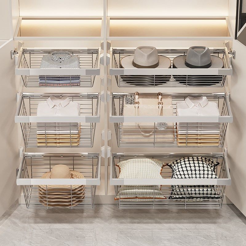 衣柜拉篮抽屉式伸缩带滑轨衣橱帽间分层内部改造收纳储物抽拉裤架,基础建材,衣柜拉篮,淘宝优惠券,粉丝福利购,淘宝优惠卷