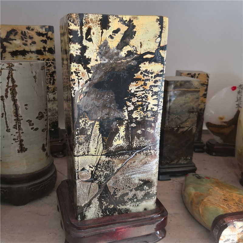 草花石国画石基地创意客厅室内家居礼品摆件观赏石雨花石奇石摆件