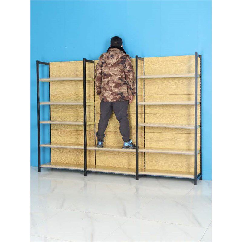 四柱木纹超市货架便利店小卖部母婴店精品文具店多层置物展示货架