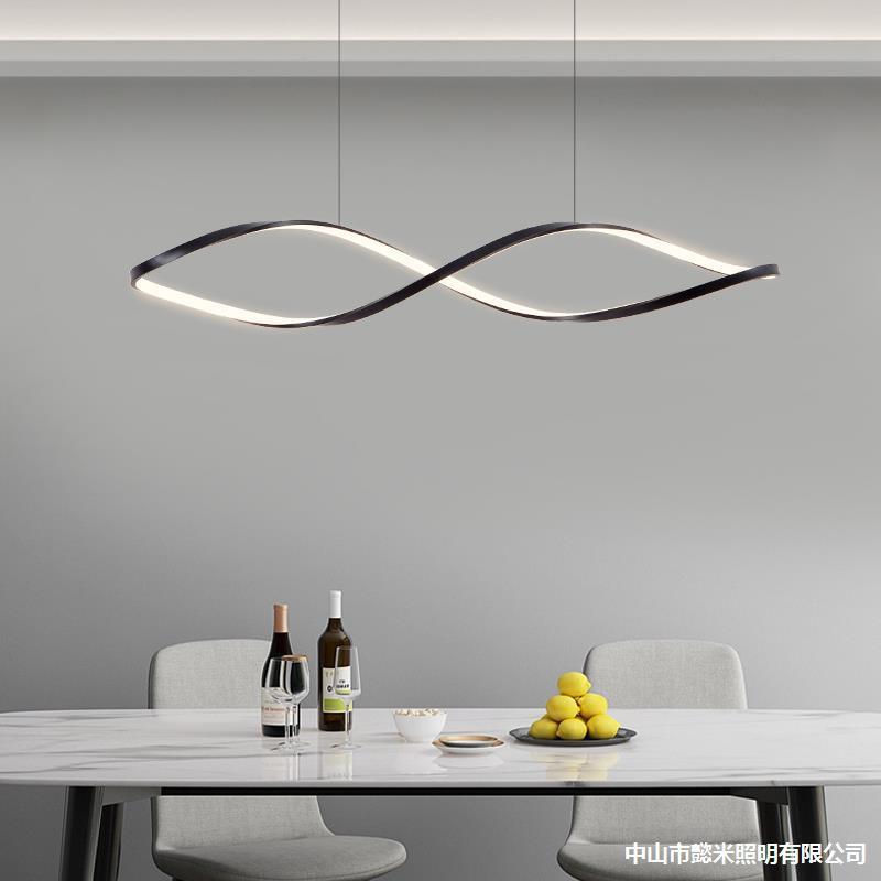 餐厅led吊灯创意个性扭曲线条吧台灯北欧现代简约时尚艺术餐厅灯