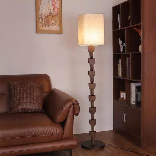 新中式木艺落地灯客厅沙发诧寂风中古书房民宿氛围感落地灯