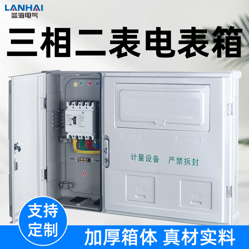 PC+ABS非金属电能计量箱总控2户 SMC国网新标准三相二表电表箱