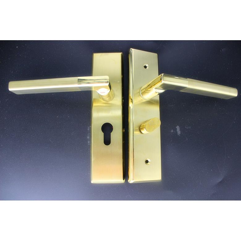 不锈钢门锁 木门机械锁 金色执手锁 5050锁体 单舌 双舌门锁