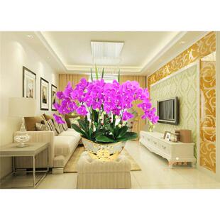 仿真自然田园家居装饰 套装陶瓷花盆整体花艺 蝴蝶兰套装