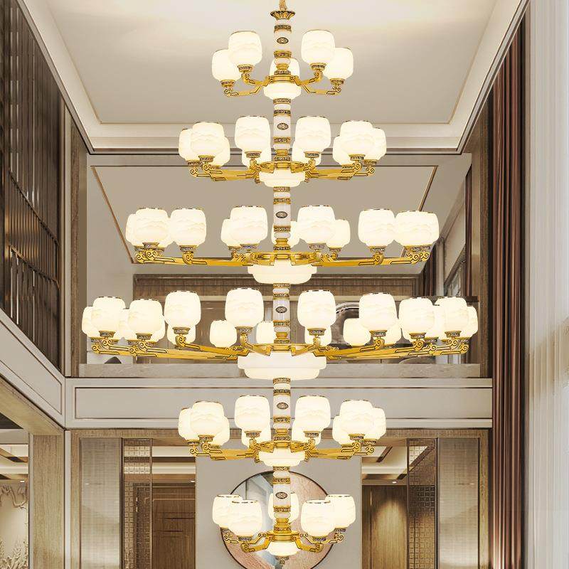 新款新中式吊灯别墅复式楼大气吊灯锌合金玉石三层四层现代大吊灯,家装灯饰光源,智能吊灯,淘宝优惠券,粉丝福利购,淘宝优惠卷