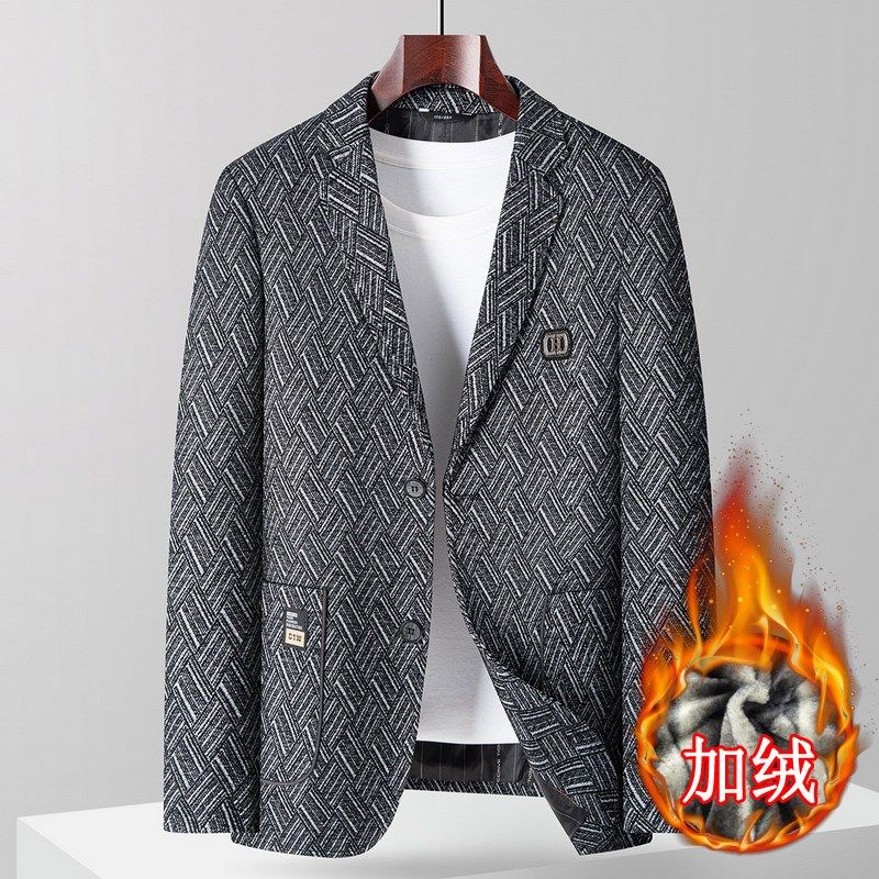 秋冬装加厚大码男士休闲西服外套加肥加大男夹棉单西便服胖子西装