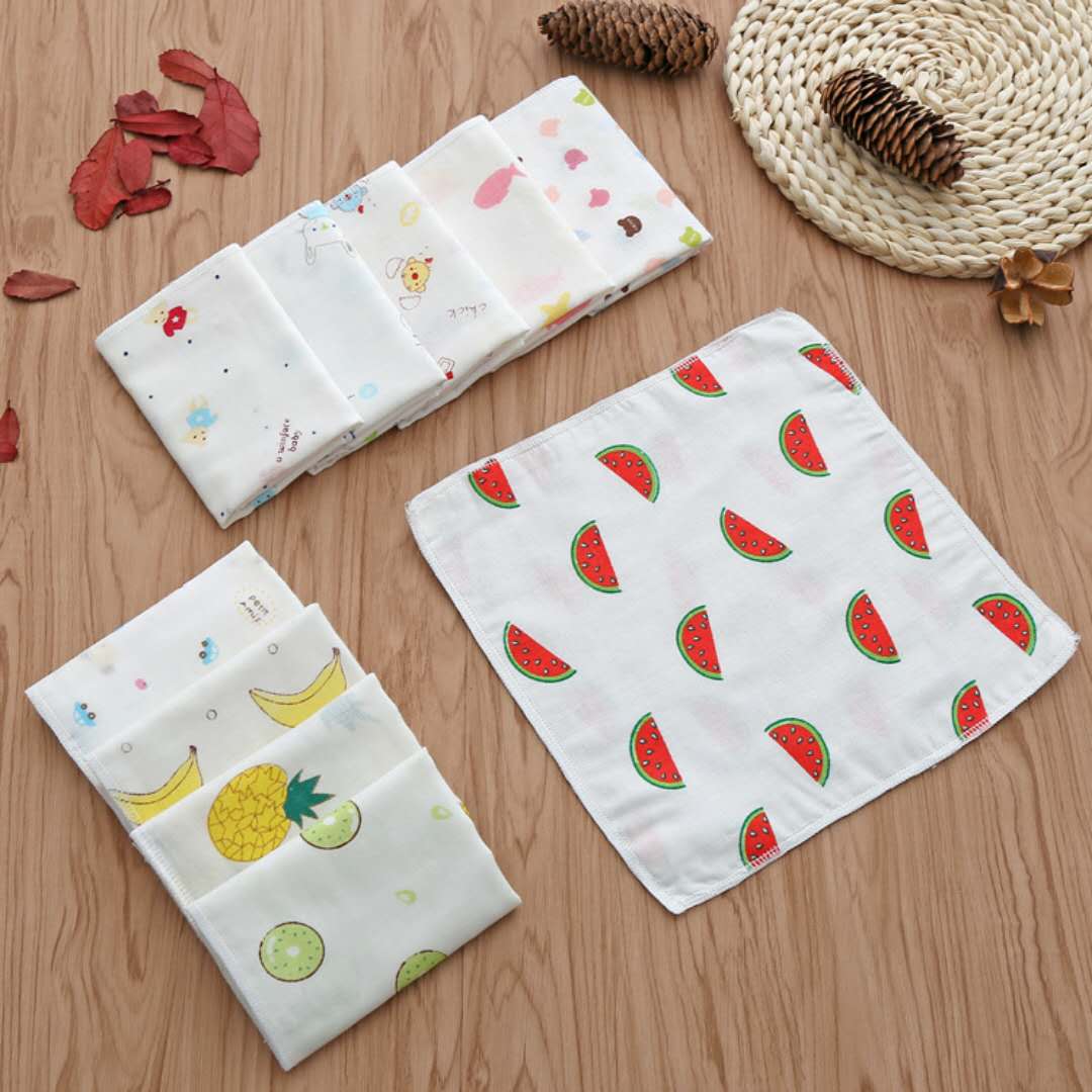 纯棉四层層纱布宝宝小方巾婴儿擦汗口水巾幼儿园手帕手绢夏季薄款
