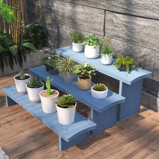 实木多层阶梯室内防腐木花架楼梯阳台落地式户外庭院室外木头花架