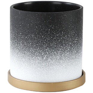 创意个性花盆陶瓷北欧简约仙人掌多肉植物绿萝家用带托盘大号盆栽