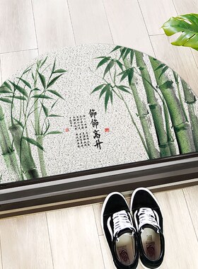 起贝绿色新中式半圆地垫进门地毯入户门口门外门垫室外玄关蹭脚垫
