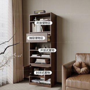 中古风实木书架书柜隔断柜法式复古置物架展示柜博古架客厅储物柜