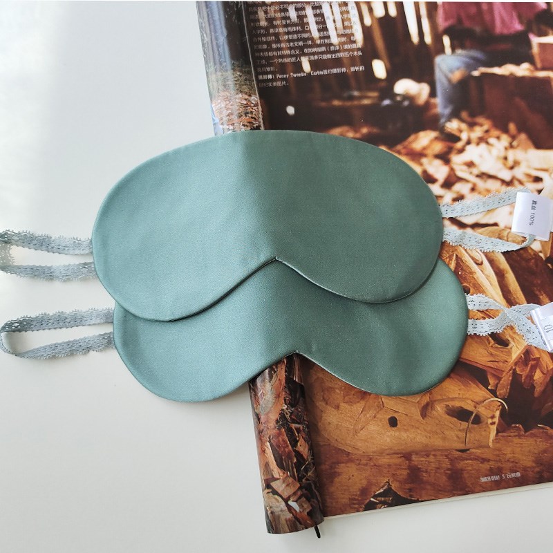 【HL沉静的黛绿色】助眠美肤轻柔不压眼简约双面素色挂耳真丝眼罩