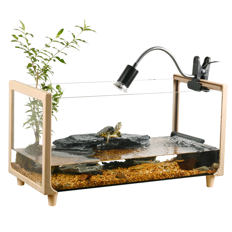 玻璃木纹乌龟缸生态造景带晒台别墅家用客养龟的专用饲养缸小鱼缸