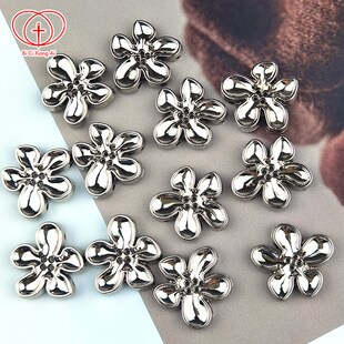 金属花朵银色平面手缝纽扣外套针织风衣连衣裙裤子西装扣装饰袖扣