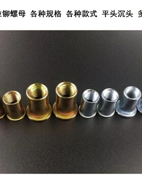 铆钉滚花拉铆M8x18/8x21大全M6x15/6x19.5镀锌拉铆螺母螺纹小沉头