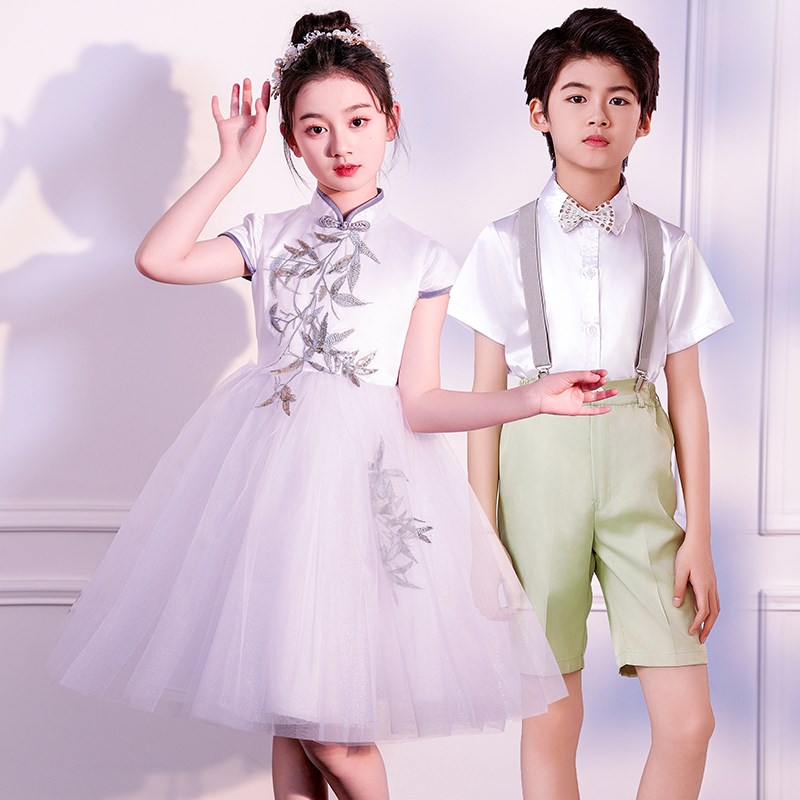 中国风六一儿童合唱演出服中小学生男女童乐器诗歌朗诵比赛表演服