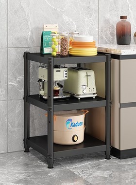 黑色厨房置物架碳钢烤漆50x40x30宽35x45x60收纳架落地多层烤箱架