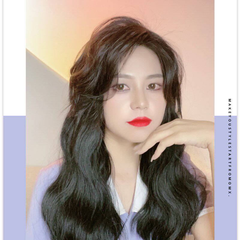假发女长发一片式无痕长卷发圆脸可爱大波浪假发片网红接发卷发