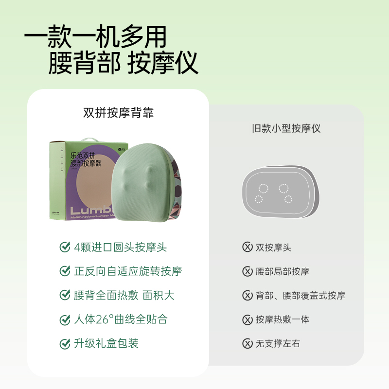 乐范双拼腰靠按摩腰部背部靠垫办公室揉捏全身抱枕车载按摩靠垫