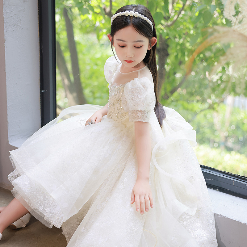 花童婚礼小女孩演奏礼服儿童公主裙女童高端主持人钢琴演出服秋冬