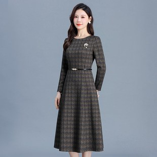 气质显瘦中长款 修身 妈妈打底裙 连衣裙女2025新款 埃伦中年内搭厚款