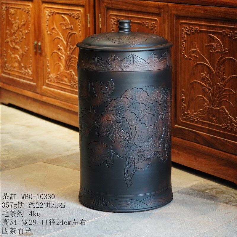 云南建水紫陶茶叶罐21饼缸陶瓷密封罐普洱散茶罐复古茶缸家用米缸