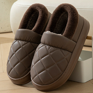 包跟棉拖鞋男士冬季大码4849防水防滑保暖厚底加大码毛绒拖鞋外穿