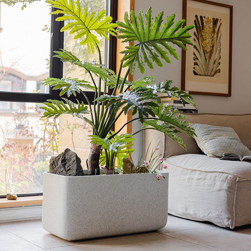 镁泥花箱长方形大号花盆水泥花槽马槽盆阳台户外庭院花园装饰造景