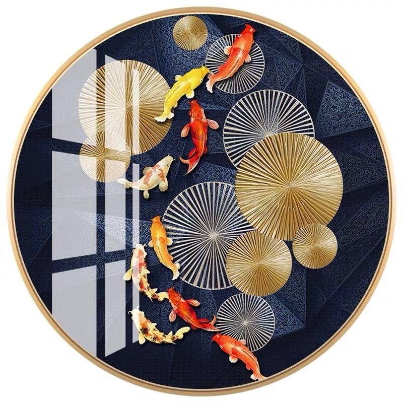 客厅装饰画背景墙卧室餐厅壁画书房挂画入户门玄关北欧晶瓷画圆形图片
