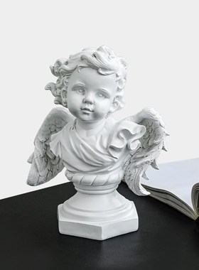 北欧可爱风罗马柱天使雕塑摆件客厅玄关艺术样板房家居装饰品摆设