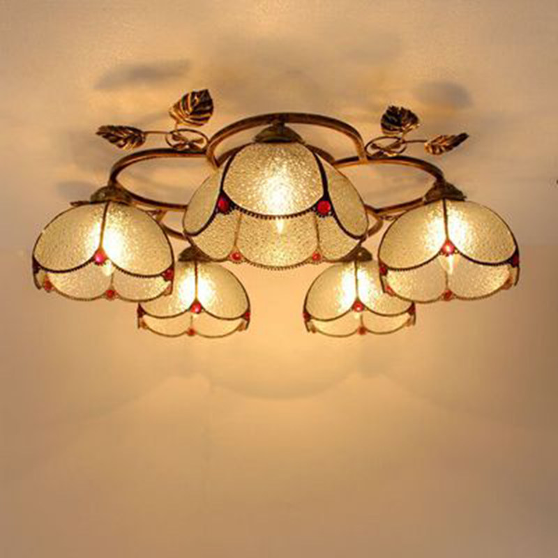 欧式铁艺复古客厅吸顶灯花儿田园风格5头吸顶灯餐厅卧室灯具