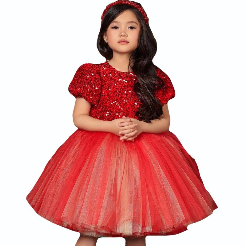 女童元旦晚会主持人小提琴演奏钢琴演出晚礼服儿童影楼拍摄公主裙